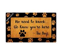 Pas Besoin De Frapper, Nous Savons Que Vous Êtes Là, Haut Coloré sur Le Thème des Chiens Tapis De Porte Durable Tapis De Bain Ramasse La Saleté Paillasson pour Douche Couloir Entrée 40 X 60Cm
