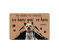 Pas Besoin De Frapper, Nous Savons Que Vous Êtes Là. Nom du Chien Yorkshire Terrier Personnalisé Tapis De Porte Résistant Paillasson Lavable Tapis De Bain pour Accessoires Maison Entrée Baignoire