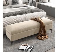Pas besoin de l'assembler, banc de rangement de qualité supérieure pour chambre à coucher avec rangement, banc de rangement rembourré en velours, banc ottoman de rangement, kaki 60 x 40 x 43 cm