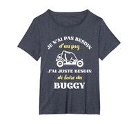 Pas Besoin de PSY Buggy Humour Buggy Homme Drole T-Shirt, Femme Grandes Tailles, Bleu Chiné, 4X