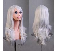 Pas cher 70CM 27 `` long ondulé anime cosplay perruques faux cheveux synthétiques résistants à la chaleur noir bleu marron blond ondulé perruques + perruques casquette taille unique 3