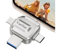 【Pas d'application】 Yueflue Cle USB 128 Go,Clef lphone Stockage pour Stocker Plus de Photos et de Vidéos. 4 en 1 Clé USB iphone Métallique en Forme de Croix, Cle Photo pour i0S/Android/PC.
