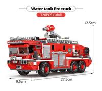 Pas De Boîte Originale - Camion De Lutte Contre L'incendie De La Police De Ville, Blocs De Construction Moc, Véhicule De Voiture, Figurines De Pompier, Briques, Jouets Éducatifs Pour Enfants