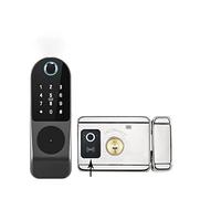 Pas de câblage étanche Tuya serrure de porte intelligente Double face empreinte digitale serrure de jante carte à puce Code numérique serrure électronique extérieure(Double NO APP -A)