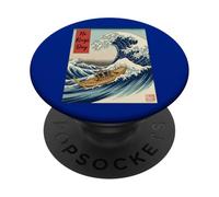 Pas de Fête des Rois avec Une drôle de Grande Vague au Large de Kanagawa PopSockets PopGrip Adhésif