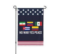 Pas de guerre, oui à la paix. Drapeaux de Colombie, d'Iran, du Venezuela, du Mexique et de Cuba pour l'extérieur. Drapeaux de jardin double face.