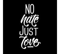 pas de haine, juste de l'amour, citations inspirantes et typographie Stickers muraux en vinyle 47.6x100.4cm Stickers pour vitres Blanc