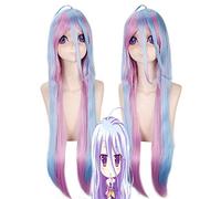 Pas de jeu pas de vie Shiro 100 cm Cosplay perruque pour femmes femme longue droite résistant à la chaleur synthétique perruque de cheveux violet bleu mixte
