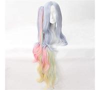 Pas de jeu pas de vie Shiro Cosplay Wig Long Curly Wavy Synthetic Hair Anime Costume Party Blue Pink Yellow Myle Mydle Claw Clip Ponytail