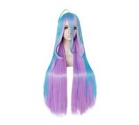 Pas de jeu pas de vie Shiro perruque naturelle longue droite 2 tons bleu violet mélange perruques de Cosplay synthétiques pour Halloween carnaval fête KUYB4572