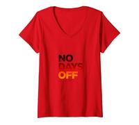 Pas de Jours de congé d'entraînement de Remise en Forme motivante T-Shirt avec Col en V, Femme, Rouge, M