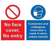 Pas de masque facial, pas d'entrées Les clients et collègues doivent porter un masque en magasin, sauf s'il n'y a pas d'exception.