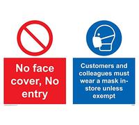 Pas de masque facial, pas d'entrées Les clients et collègues doivent porter un masque en magasin, sauf s'il n'y a pas d'exception.