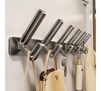 Pas de perceuse crochet mural crochet à vêtements salle de bain espace de toilette en aluminium suspendu sur le mur porte cintre A-Black 6 hook