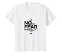 Pas de Peur avec la Foi, la Vie est effrayante sans Jésus Christian T-Shirt, Enfant, Blanc, 2 Ans