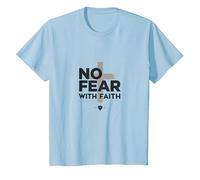 Pas de Peur avec la Foi, la Vie est effrayante sans Jésus Christian T-Shirt, Enfant, Bleu Céleste, 4 Ans