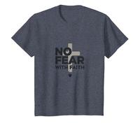 Pas de Peur avec la Foi, la Vie est effrayante sans Jésus Christian T-Shirt, Enfant, Bleu Chiné, 2 Ans