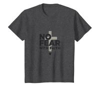 Pas de Peur avec la Foi, la Vie est effrayante sans Jésus Christian T-Shirt, Enfant, Chiné Foncé, 4 Ans