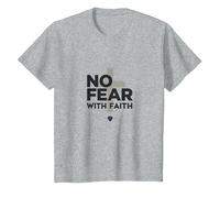 Pas de Peur avec la Foi, la Vie est effrayante sans Jésus Christian T-Shirt, Enfant, Gris Chiné, 3 Ans