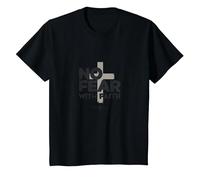 Pas de Peur avec la Foi, la Vie est effrayante sans Jésus Christian T-Shirt, Enfant, Noir, 8 Ans