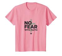 Pas de Peur avec la Foi, la Vie est effrayante sans Jésus Christian T-Shirt, Enfant, Rose, 10 Ans