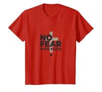 Pas de Peur avec la Foi, la Vie est effrayante sans Jésus Christian T-Shirt, Enfant, Rouge, 3 Ans