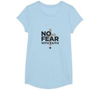 Pas de Peur avec la Foi, la Vie est effrayante sans Jésus Christian T-Shirt, Fille, Bleu Céleste, M