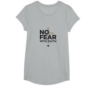 Pas de Peur avec la Foi, la Vie est effrayante sans Jésus Christian T-Shirt, Fille, Gris Chiné, XS