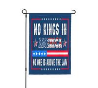 Pas de roi en Amérique - Drapeau de jardin Bienvenue à la maison Drapeaux de maison Bannière de jardin double face Décoration extérieure 12,5" x 18"