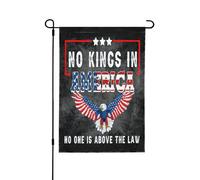 Pas de roi en Amérique - Drapeaux de jardin saisonniers, drapeaux de maison double face, bannières de bienvenue pour patio, pelouse, décoration extérieure, 12,5" x 18"