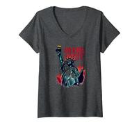 Pas de Roi, Juste la liberté T-Shirt avec Col en V, Femme, Chiné Foncé, L