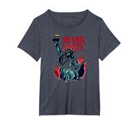 Pas de Roi, Juste la liberté T-Shirt, Femme Grandes Tailles, Bleu Chiné, 6X