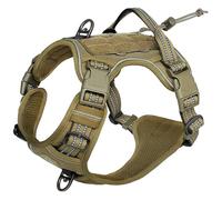 Pas De Traction Military Tactical Working Dog Harness Outdoor Réflexion Réfléchissable Ajustement Ajustement du Gilet De Chien pour Le Berger Allemand Labrador,Kaki Noir,M