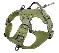 Pas De Traction Military Tactical Working Dog Harness Outdoor Réflexion Réfléchissable Ajustement Ajustement du Gilet De Chien pour Le Berger Allemand Labrador,Vert,L