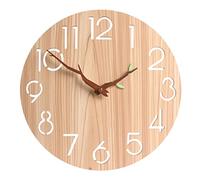 Pas d'horloge murale de poinçonnage autour des horloges murales modernes, horloge murale à batterie silencieuse en bois pour la cuisine du bureau à domicile pour le bureau (un 12 pouces / 30 cm)