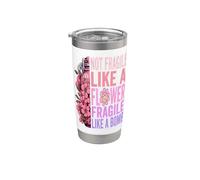 Pas fragile comme une fleur, fragile comme une bombe Femmes féministes Gobelet isotherme en acier inoxydable double paroi