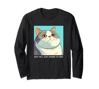 Pas Gras, Juste Plus Facile à Voir (déclaration Amusante et Graphique de Chat) Manche Longue