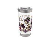 Pas maintenant je lis Gothic Skeleton Book Lover Gobelet isotherme en acier inoxydable double paroi