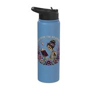 Pas maintenant je lis Gothic Skeleton Book Lover Stainless Steel Insulated Water Bottle