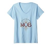 Pas Seulement la mère Mob Elegant Vintage Family Pride T-Shirt avec Col en V, Femme, Bleu Céleste, XXL