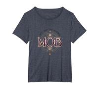 Pas Seulement la mère Mob Elegant Vintage Family Pride T-Shirt, Femme Grandes Tailles, Bleu Chiné, 2X