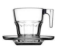 Pasabahce - 1611183 - Casablanca Espresso Cups with Saucer / Set of 12 / Transparent glass