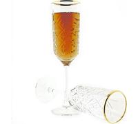 Pasabahce 440356 Timeless Golden Touch Flûte à champagne, flûte à champagne 175 ml, or transparent, 4 pièces