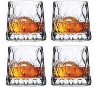Pasabahce 4er-Set Leafy Old Fashioned Special Design Premium Whiskyglas mit schwerem Boden, 300 ml