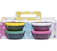 Pasabahce 4x 310ml Bols en verre avec couvercle Bols à pudding Bols à dessert Bol en verre
