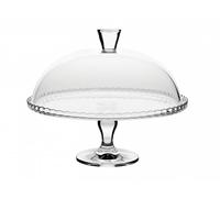 Pasabahce 95200 - Plat de service à pâtisserie à pied avec dôme - Large plateau en verre pour dessert, cupcakes, biscuits, gâteaux avec couvercle, plateau décoratif avec tige et couvercle