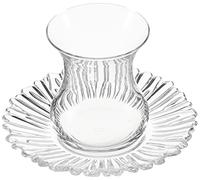 Pasabahce 95961-12-TLG Aurora Lot de 6 verres à thé turcs et 6 soucoupes (design cristal)