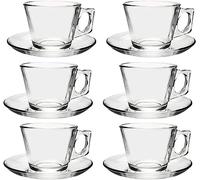 Pasabahce 97302 - Set de 6 tasses à thé et 6 soucoupes en verre Vela