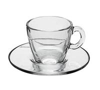 Pasabahce Aqua Service de Tasses à Café avec assiettes, Verre, Transparent, 6 pièces