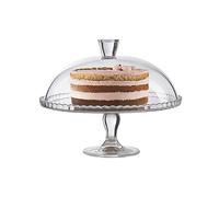 Pasabahce Assiette de service sur pied et dôme - Élégante assiette de service avec couvercle et support, présentoir à gâteaux pour fêtes d'anniversaire, assiette à gâteaux et pâtisseries, assiette à